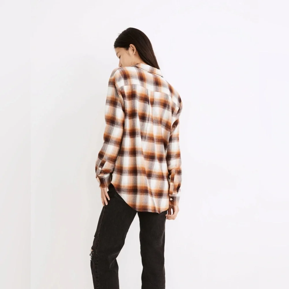 Madewell Flannel Side-Button Oversized‎ Ex-Boyfriend Shirt in Bickett Plaid